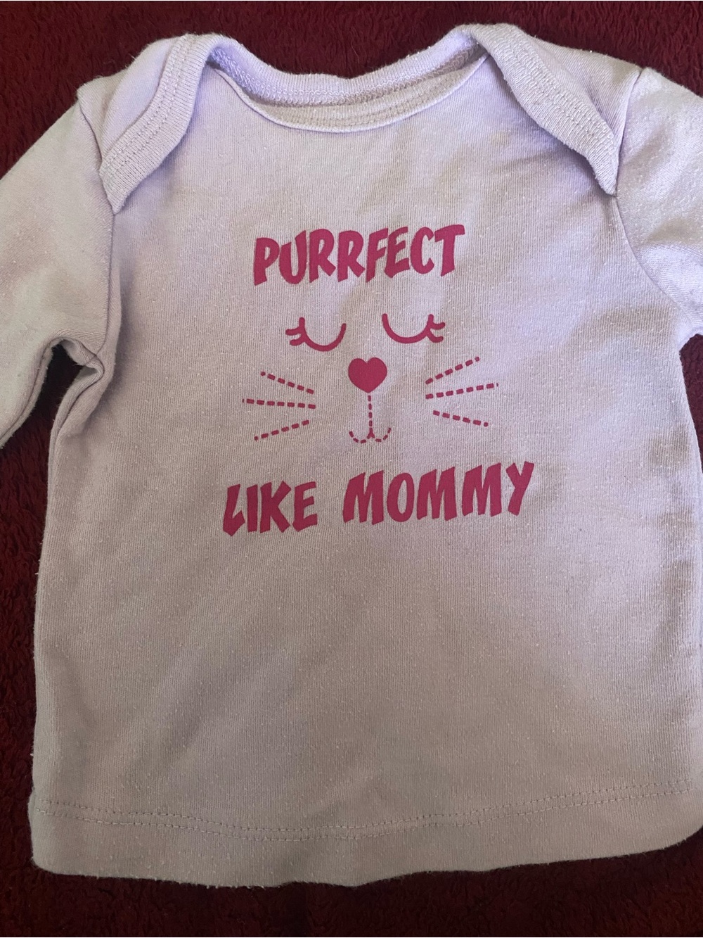 Swiggles Lavender Long Sleeve Baby Top with Pink Cat Graphic